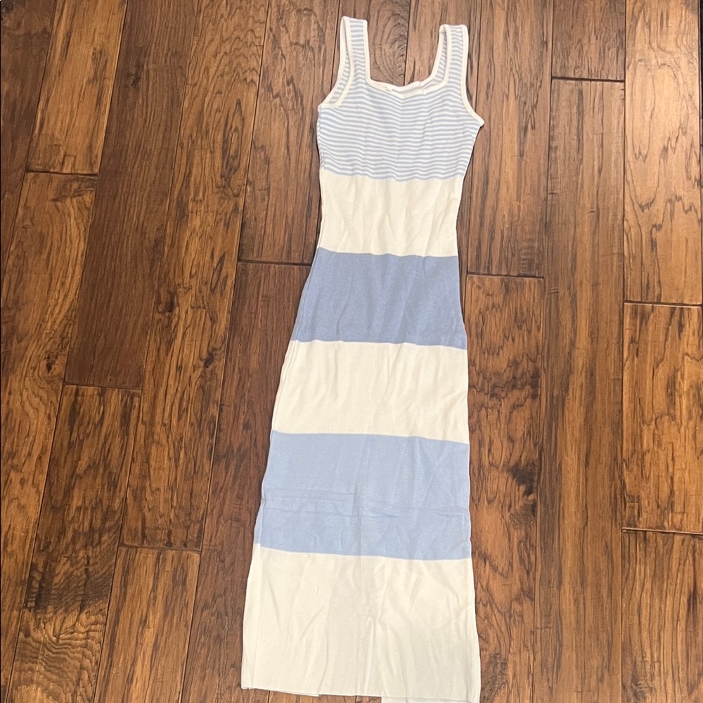 Striped Blue and White Midi Dress